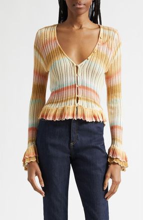 Cinq &agrave; Sept Edith Space Dyed Cardigan in Sunset Multi at Nordstrom, Size Xx-Small