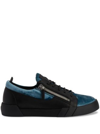 Giuseppe Zanotti Frankie panelled leather sneakers - men - Leather/Rubber/Fabric/Velvet - 39 - Black