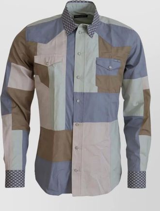Dolce & Gabbana patchwork slim-fit shirt
