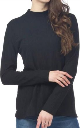 Papillon Ribbed Mock Neck Sweater In Black
