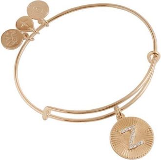 Alex and Ani Pave Starburst Texture Initial Bangle Bracelet in Gold - Z at Nordstrom