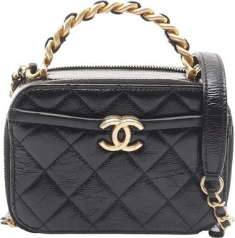 Chanel 2020 CC gewatteerde Caviar Pick Me Up Vanity Case crossbodytas - Zwart