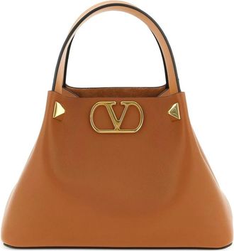 Valentino Handbags, female, Brown, Size: ONE SIZE VLogo Signature Small Tote