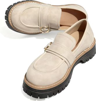 Generic Loafers Shoes for Women,Womens Orthopedic Platform Loafers for Women, Slip On Low Top Leathe Loafer with Arch Support Wide Fit Lightweight Business Wa