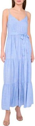 Halogen Tie Waist Tiered Maxi Dress in Denim at Nordstrom Rack, Size X-Small