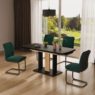 Vicco tavolo da pranzo allungabile Fenaro, Nero, 120 x 80 cm 2 parti, Vicco