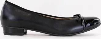 Ara Womens Belinda Bow Ballet Flat In Black Leather