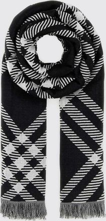 Burberry Check Wool and Silk-Blend Scarf with Fringed Edges