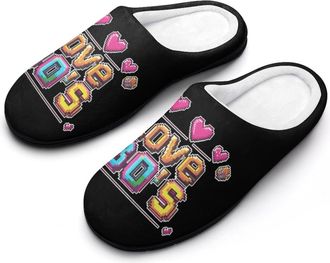 Generic I Love 80s Slippers Men Winter Warm Cotton Anti-Slip Indoor Slip-Ons House Shoes