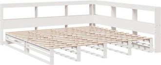 vidaXL Bookcase Bed without Mattress White 180x200cm Solid Wood Pine Vidaxl