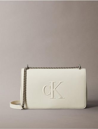 Calvin Klein Womens Sculpted Impression Crossbody Bag - White