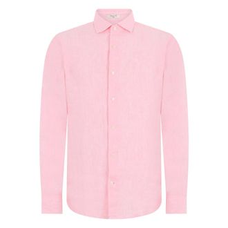 GANT Casual Shirts, male, Pink, Size: XL Regular Linen Shirt