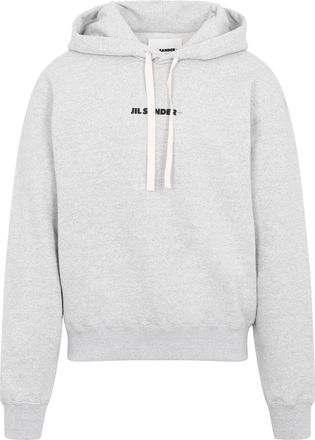 Jil Sander Mens Cotton Hoodie - Light Grey - Size X-Large