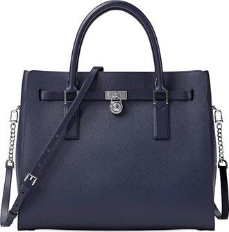 Michael Kors Hamilton Moderne Large Satchel Satchel Womens Handbags Dress Blues : LG, Leather