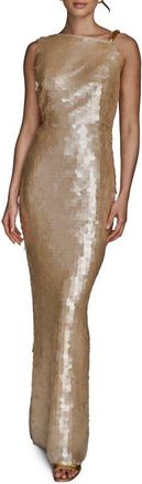 DKNY Paillette Sequin Column Gown in Sand at Nordstrom, Size 14