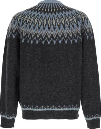 Roberto Collina Jacquard Wool Alpaca Crew Neck Sweater - Brown