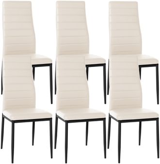 Clp Set De 6 Sillas De Comedor Mayfair Crema Simil Cuero