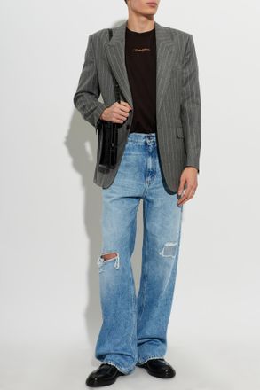 Dolce & Gabbana Wool Blazer With Single Vent, Mens, Grey
