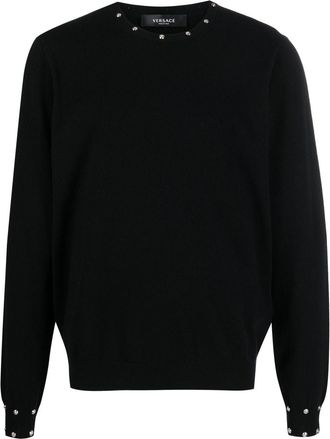 Versace studded crew-neck jumper - men - Cashmere/Virgin Wool - 50 - Black