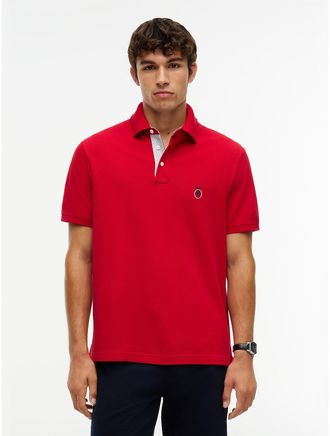 Tommy Hilfiger Mens Classic Fit Crest Logo Polo - Medium Red - XXL
