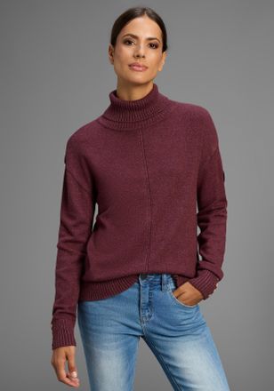 Kangaroos Rollkragenpullover KANGAROOS, Damen, Gr. 32/34, rot (weinrot), Strick, Obermaterial: 50% Viskose, 26% Polyamid, 24% Polyester, l&auml;ssig geschnitten h&uuml;ft