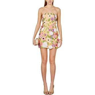 endless rose Floral Embroidered Strapless Minidress in Multi Color at Nordstrom, Size X-Small