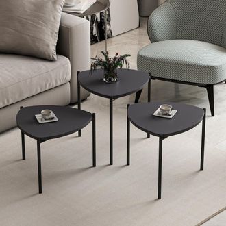 Dmora Mesa De Centro Carro, Modular, Forma Rectangular, Tono Del Tablero Antracita, 45x45x45h Cm Negro Antracita