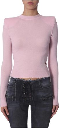 Unravel Boiled Spalline Mock Neck - Dames - Ronde hals truien - Roze - XS - Truien & Vesten