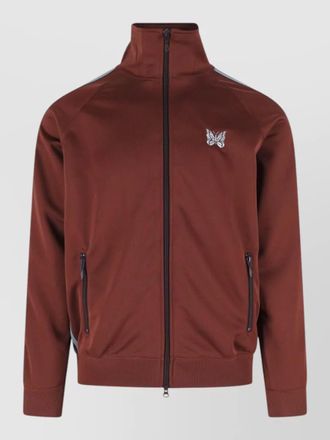 Needles knit sweater ribbed cuffs side pockets stripes