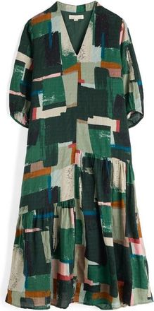 Seasalt Cornwall Windblown Geo Print Organic Cotton Blend Midi Dress in Aerial Field Coppice at Nordstrom, Size 14 Us
