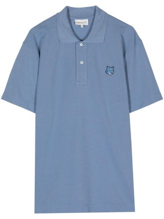 Maison Kitsun&eacute; logo-appliqu&eacute; cotton polo shirt - men - Cotton - L - Blue