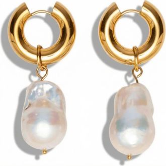 Pompeii3 18k Yellow Gold Plated 2 Fresh Water Pearl Hoops