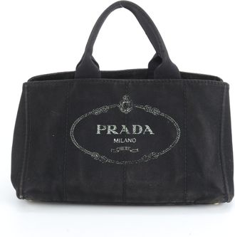 Prada Canapa Black Handbag Tote Bag (Pre-Owned)