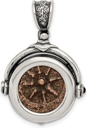 Diamond2Deal Sterling Silver and Bronze Antiqued Widows Mite Coin Reversible Pendant with a Certificate of Authenticity