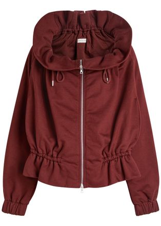 Dries Van Noten Hally Ruched Cotton Jacket - Burgundy - L (UK14 / L)
