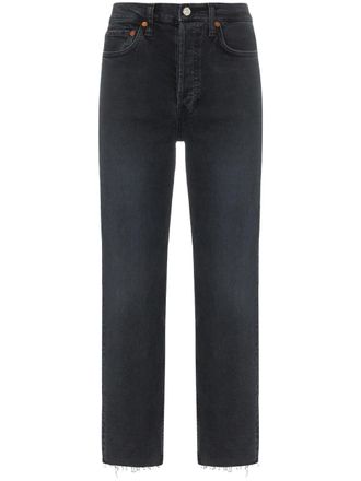 Re/Done stovepipe raw hem jeans - Black