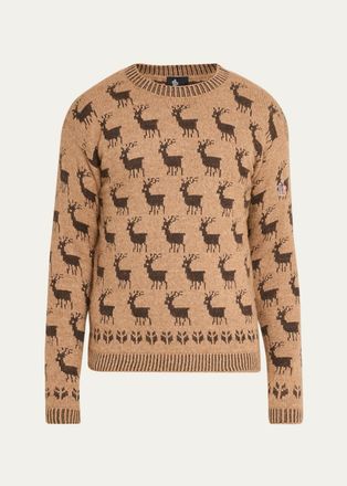Moncler Mens Reindeer Intarsia Crewneck Sweater