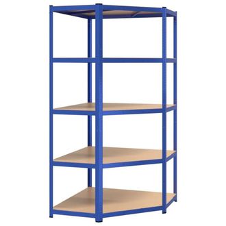 Berkfield Home 5-Layer Corner Shelf Blue Steel&Engineered Wood