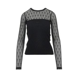 Pinko Ribbed jersey and Love Birds lace top Woman XS