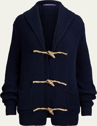 Ralph Lauren Collection Cotton-Silk Rib Shawl-Collar Cardigan