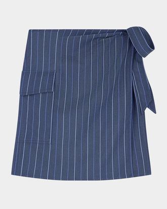 Emporio Armani Striped Jacquard Denim Mini Wrap Skirt