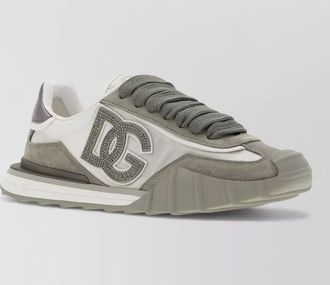 Dolce & Gabbana leather nylon sneakers rhinestone contrast panels