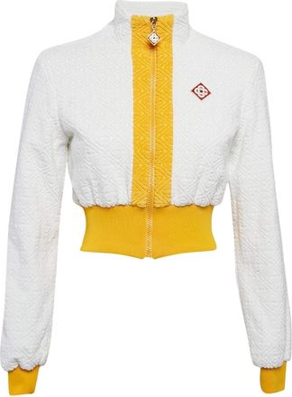 Casablanca Mens Monogram Terry Zip Through Track Top White Jacket Cotton - Size Medium