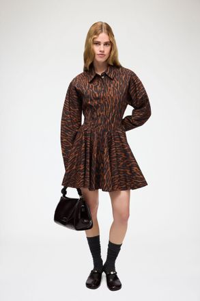 Ganni Rawhide Dress in Gradient Red Leopard - Size 32 Organic Cotton