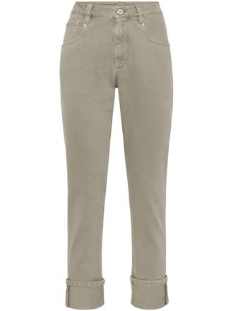 Brunello Cucinelli Monili-chain mid-rise straight-leg jeans - Green