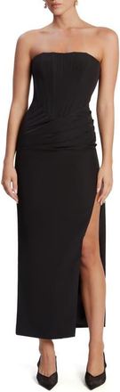 Bardot Saira Strapless Corset Maxi Dress in Black at Nordstrom, Size 4