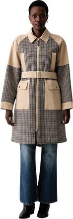 Mos Mosh Aline Check Jacket - Dames - Jas met riem - Beige - S - Polyester - Jassen