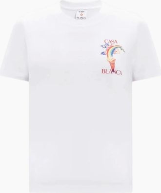 Casablanca Womens Casablanca Printed Fitted Nature Teacher White T-Shirt - Size: 18/16