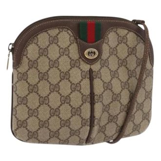 Gucci Pre-owned Cross Body Bags, female, Beige, Size: ONE SIZE Pre-owned Vintage GG Canvas Shoulder Bag