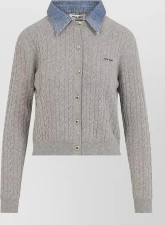 Miu Miu cable-knit cropped cashmere cardigan